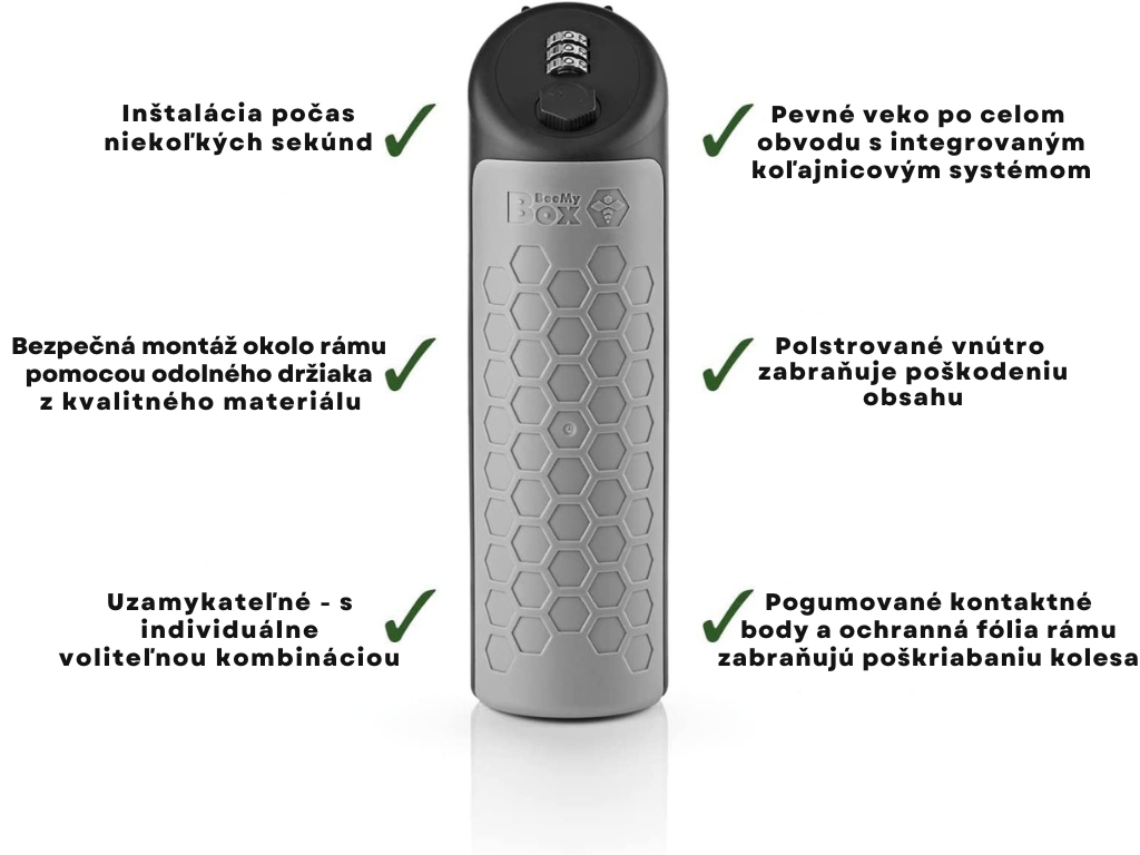 BeeMyBox Uzamykatelná cyklistická brašna na rám jízdního kola Basic 02107 3 sk